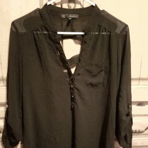 Black sheer top unique details